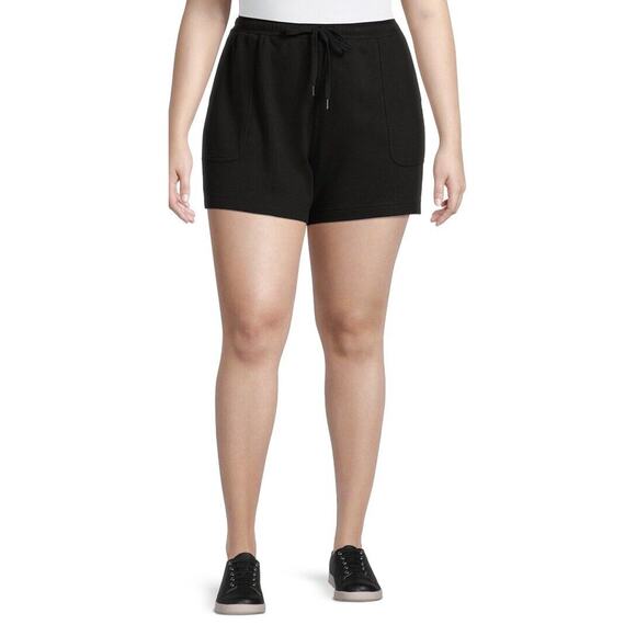 Terra & Sky Women's Plus 3X (24-26W) Black Pull On Knit Shorts Stretch relaxed - Picture 2 of 5